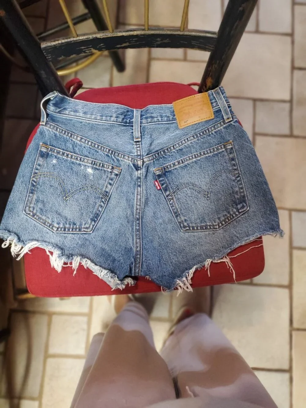 Levi's 501 High Rise Distressed Denim Cutoff Shorts Button Fly Medium Wash